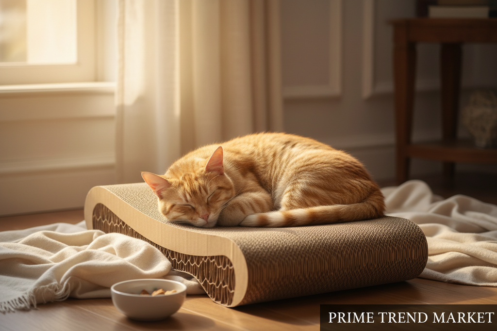 Cat Sleeping in Scratcher