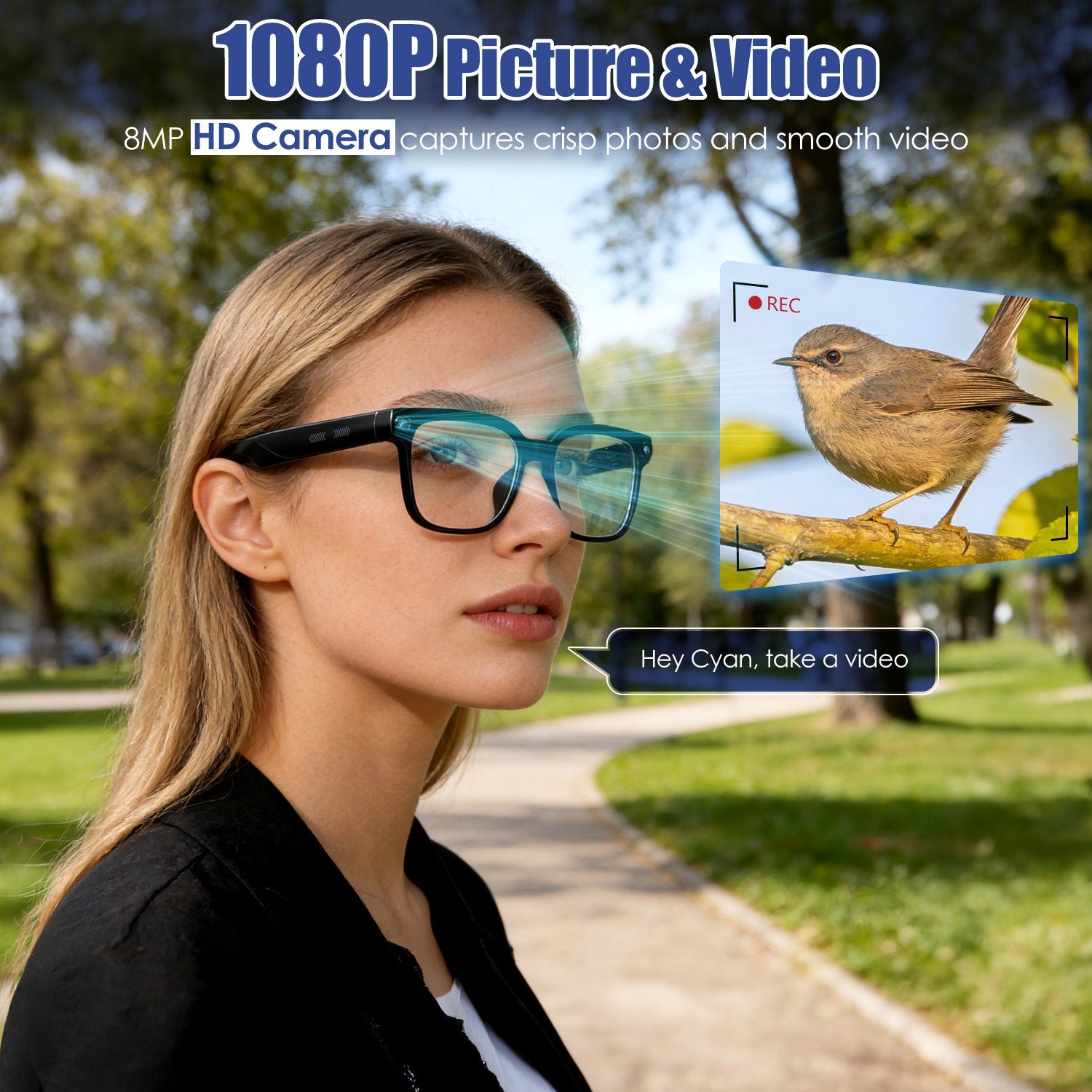 AI Smart Glasses — 8MP Camera, 139-Language Translation & Voice Assistant