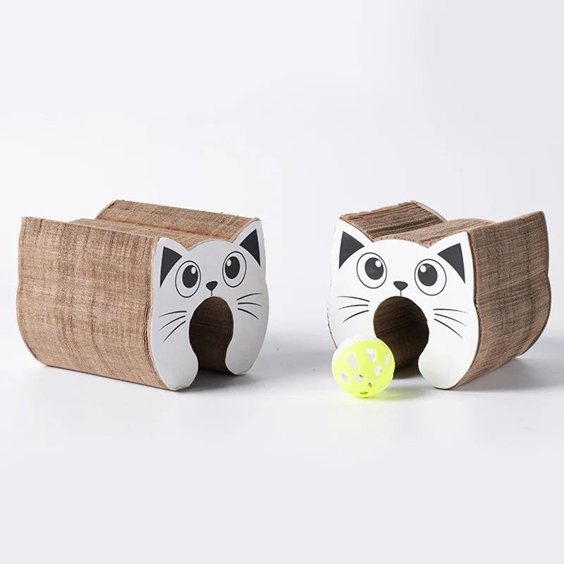 PawKurl Accordion Cat Scratcher Toy – 3-in-1 Honeycomb Scratcher, Bell Ball Track & Cat Bed