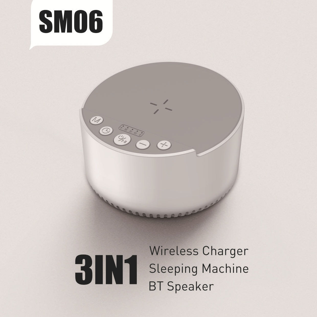 3-in-1 Smart White Noise Bluetooth Speaker & 15W Wireless Charger | Sleep Sounds, Music & Fast Charging