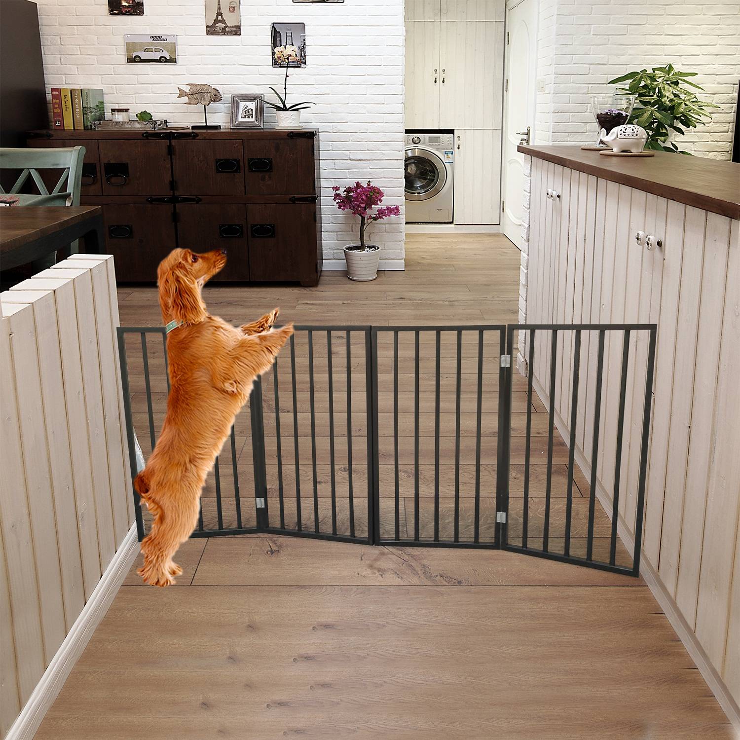 Foldable Pet Gate — Dog & Cat Safety Gate for Doorways, Stairs & Rooms