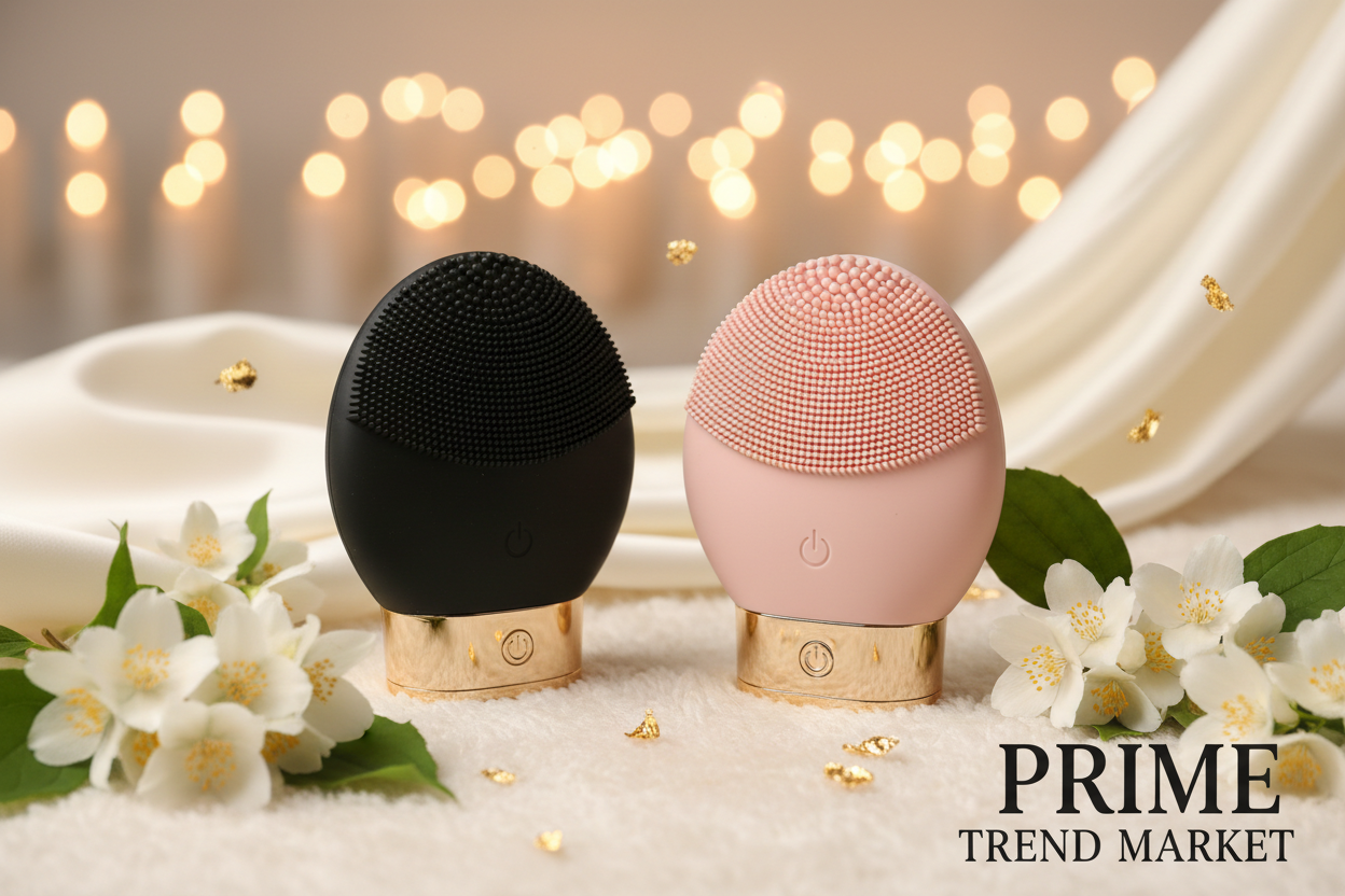Cleansing Brush — Black & Pink on Cream Ivory