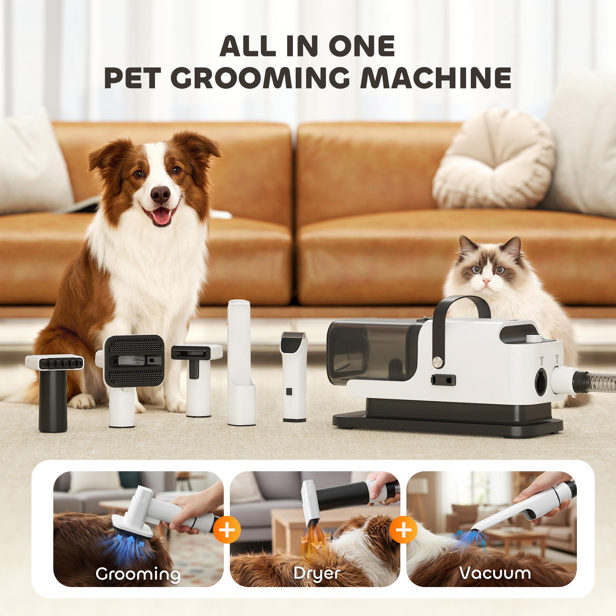 GroomPro™ 5-in-1 Professional Dog Grooming Vacuum & Dryer Kit — Low Noise, Smart Temp Control