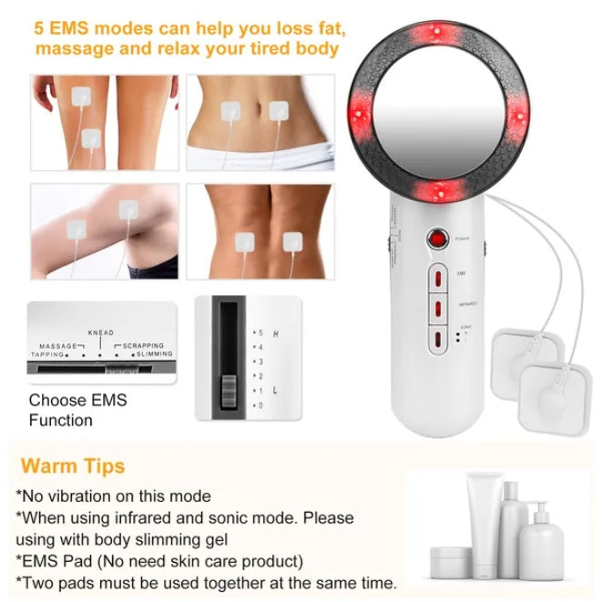 TriGlow™ 3-in-1 Ultrasonic EMS Infrared Face & Body Massager — Multi-Function Skin Rejuvenation Wand