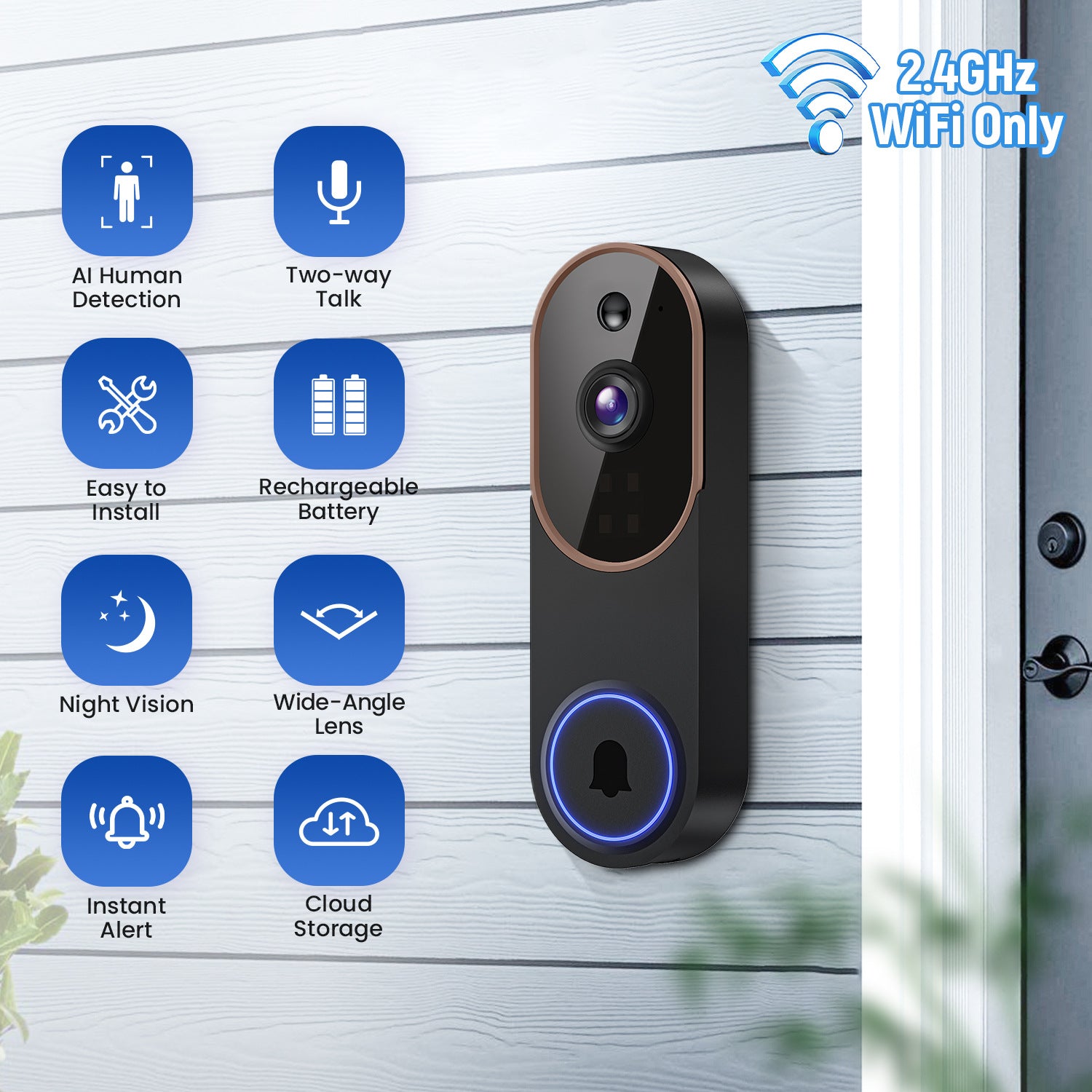 Smart Wireless Doorbell Camera – HD Video Intercom & Night Vision Security