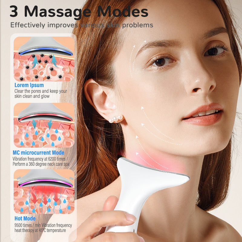 Luxury EMS Color Light Face & Neck Beauty Device — Lift, Firm & Slim with Vibration Massage