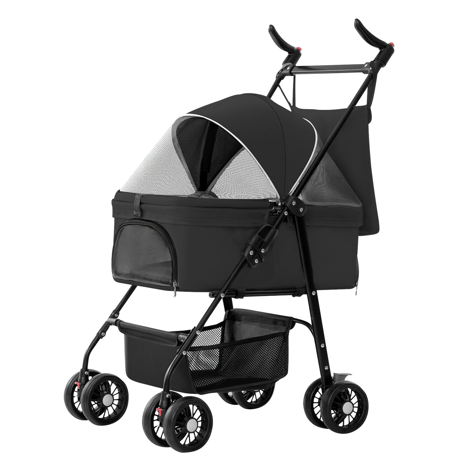 Premium 4-Wheel Foldable Pet Stroller — Travel Jogger with Removable Carrier & Storage
