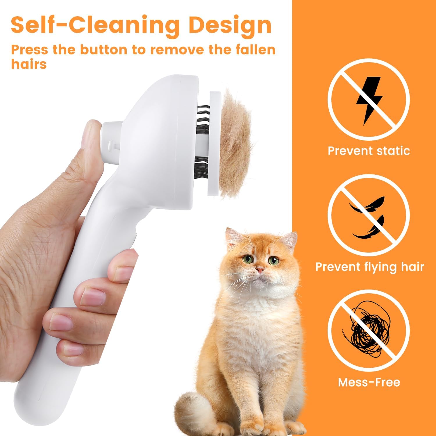 Image 1: "3-in-1 pet steam brush with water spray for cats and dogs"
Image 2: "Pet grooming brush with water mist spray and release button"
Image 3: "Steam brush grooming cat with water spray technology"
Image 4: "Self-cleaning pet brush with spray for long and short hair"
Image 5: "Water spray grooming comb removing pet hair and shedding"
Image 6: "3-in-1 steam brush with refillable water tank for pets"
Image 7: "Pet steam brush showing one-click release button feature"
Image 8: "Grooming brush with water 