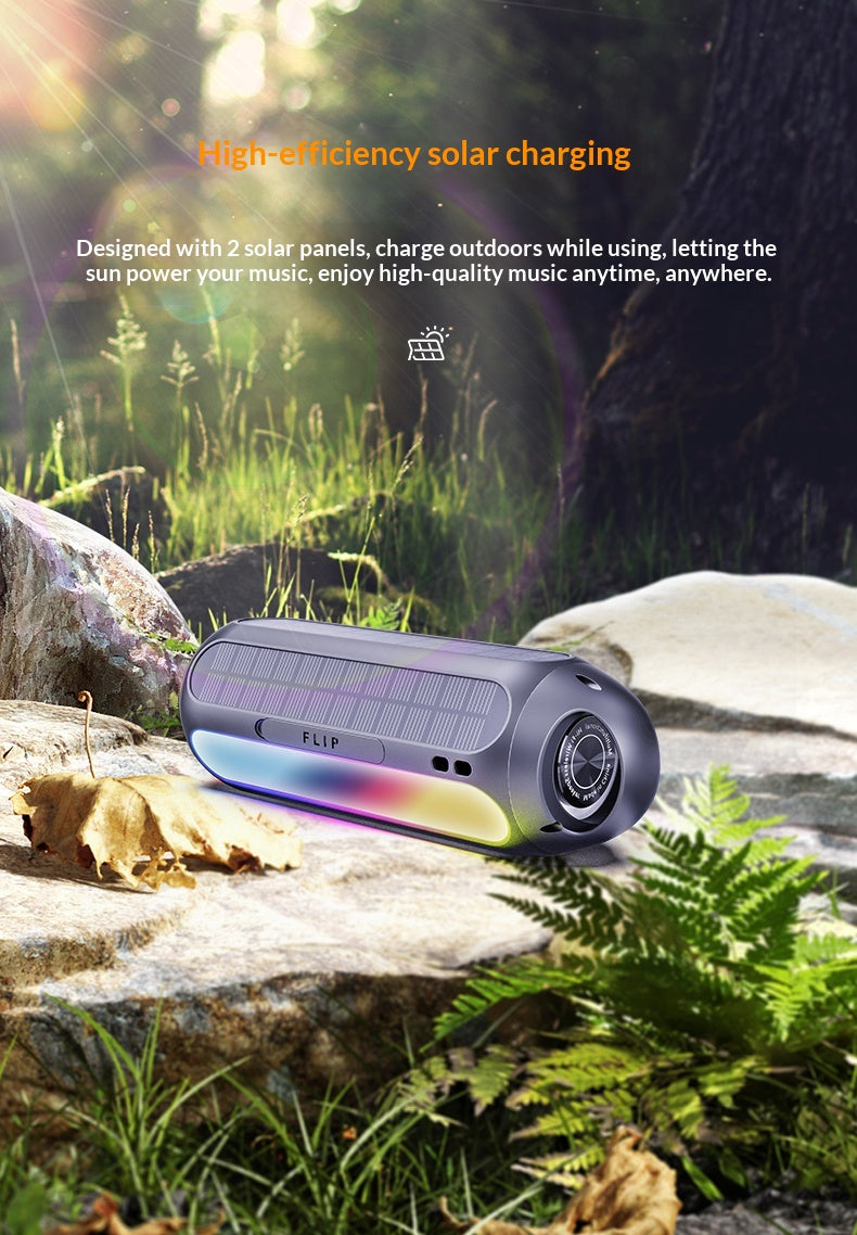 Outdoor Waterproof Bluetooth Speaker — 30W HIFI Sound, BT 5.1, RGB Lights & Solar Charging Option
