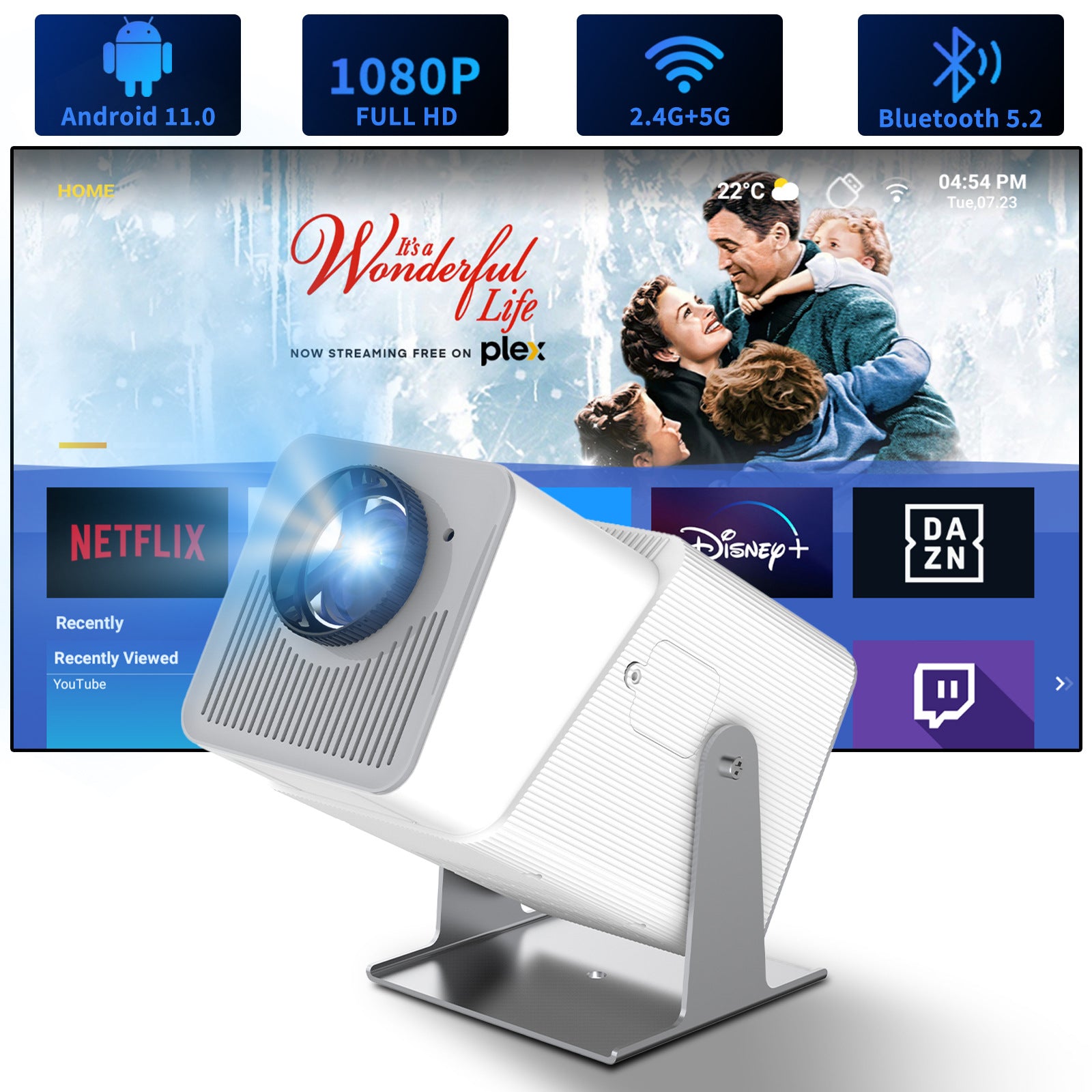 CinemaVision™ PTZ Mini Projector — 720P Smart Home Theater with Pan-Tilt Design