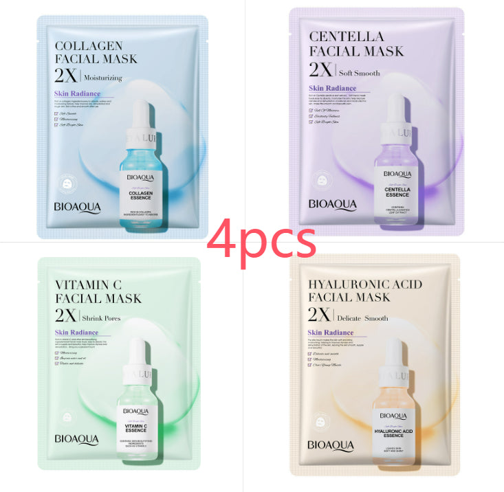 Luxury Korean Face Sheet Mask Bundle — Collagen, Centella, Hyaluronic Acid & Vitamin C Skin Glow Set
