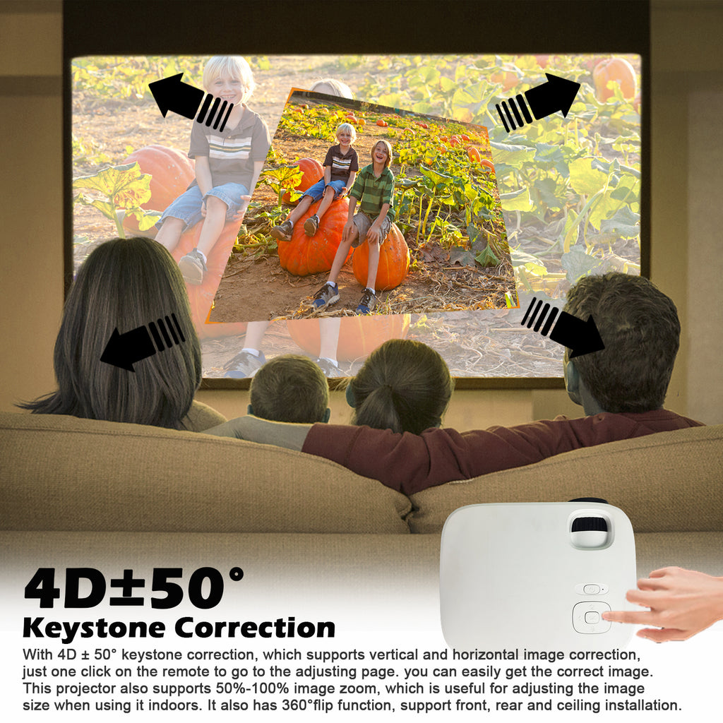 4K Smart Projector — Native 1080P, 9500 Lumens, 5G WiFi, Bluetooth 5.0, 4D Keystone
