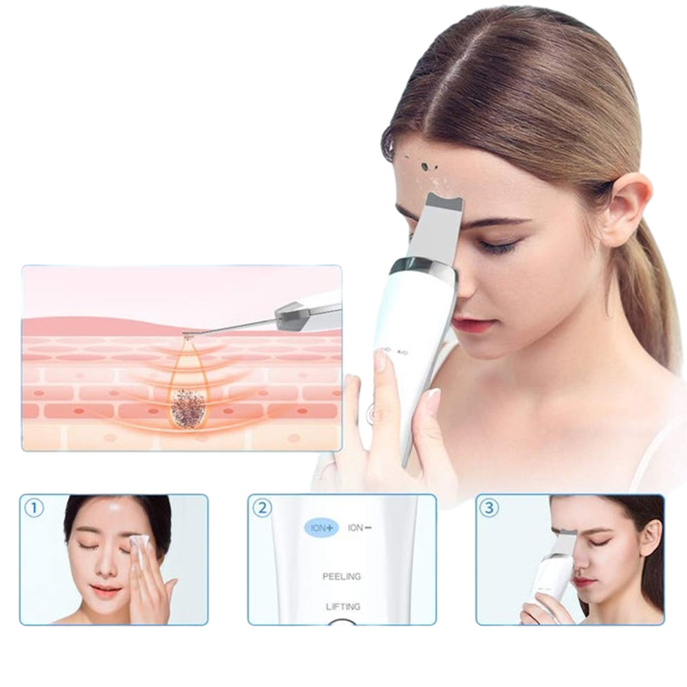 Ultrasonic Skin Scrubber & Face Spatula | 4-in-1 EMS Ionic Deep Pore Cleansing Beauty Device