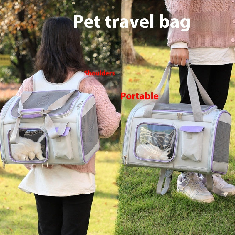 Luxury Foldable Dual-Purpose Pet Shoulder Bag – Cat & Small Dog Carrier