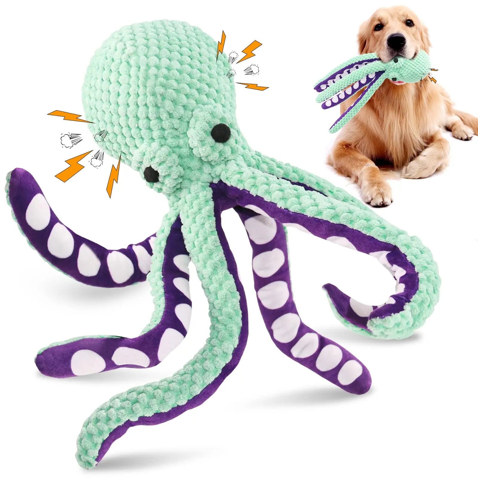 PawSqueak Octopus Shell Squeaky Chew Toy – Bite Resistant Teeth Cleaning Puzzle Toy for Cats & Dogs