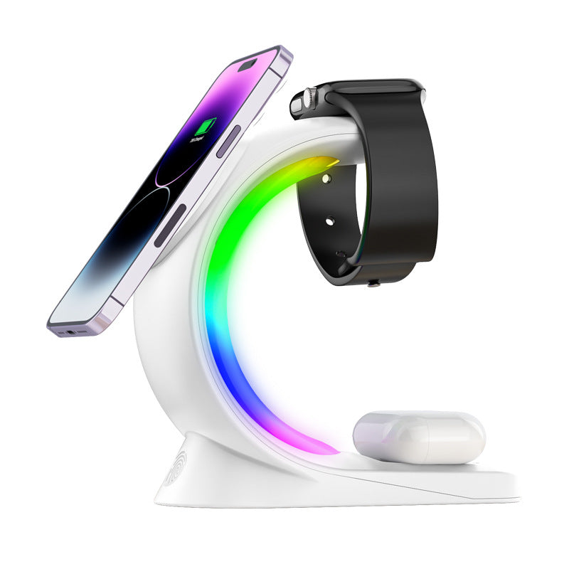 4-in-1 RGB Magnetic Wireless Charging Station | Fast Charge Phone, Watch & Earbuds with Atmosphere Light