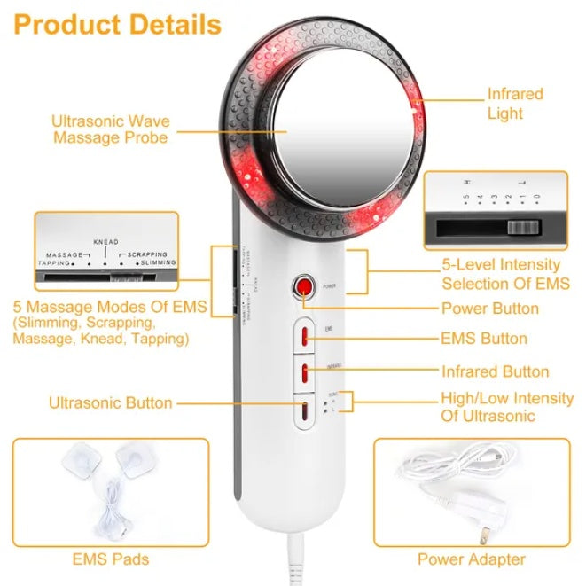 TriGlow™ 3-in-1 Ultrasonic EMS Infrared Face & Body Massager — Multi-Function Skin Rejuvenation Wand