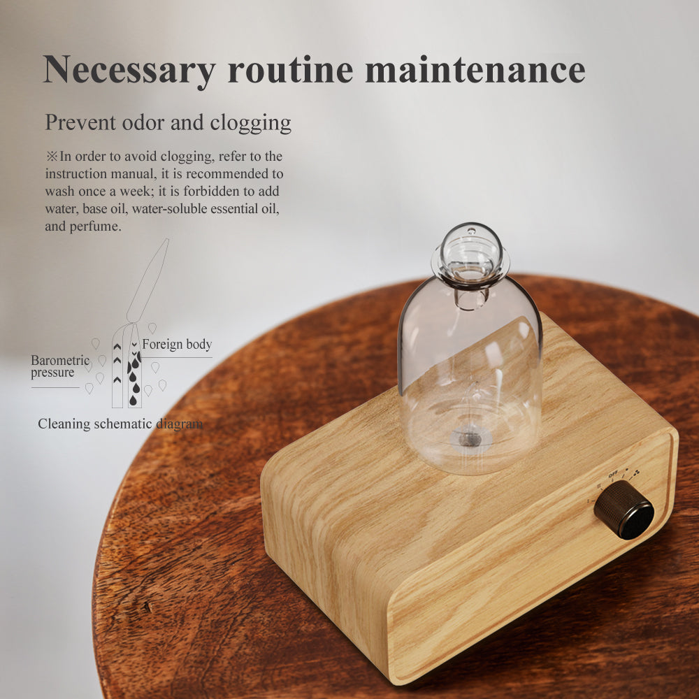 Luxury Waterless Essential Oil Aroma Diffuser — Wood & Glass Scent Machine, Home & Office