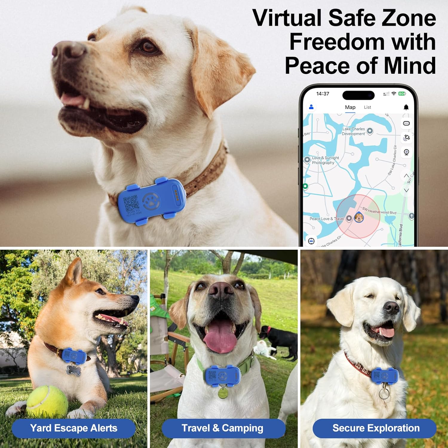 SmartPaw GPS Pet Tracker – Real-Time Anti-Lost Dog Collar Device with Geofence & Sound Alarm
