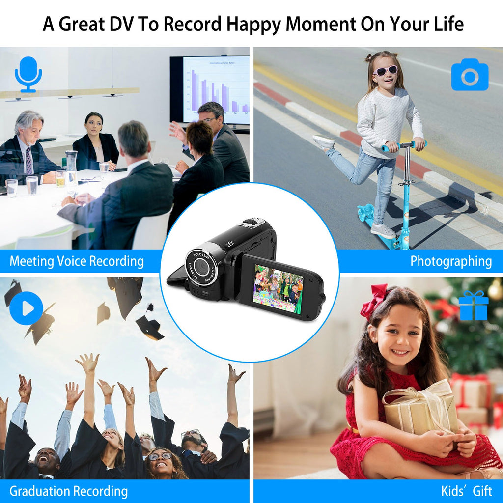 Luxury 270° Rotating Vlog Camera — 1080P HD, 16x Zoom, Built-in Fill Light & Selfie Mode