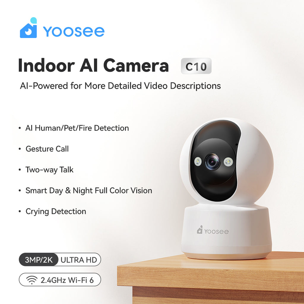 Yoosee AI Smart Home Security Camera | 2K 360° Coverage, Human & Pet Detection, Night Vision & Wi-Fi 6