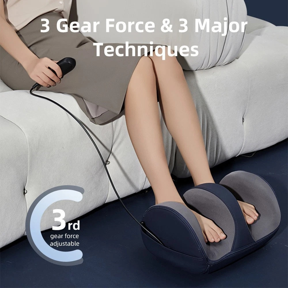 Luxury Shiatsu Electric Foot & Calf Massager with Heat — 3 Intensity Levels, Rolling Calf Massage