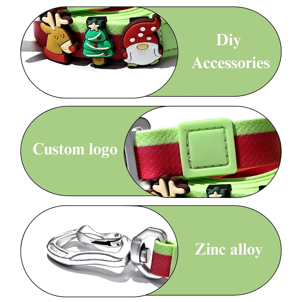 Dual-Color Embossed Pet Leash Set — Waterproof PVC Collar & Leash with DIY Accessories for Dogs