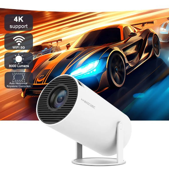 "HY300 mini smart projector portable home theater"
"Compact HD projector for home entertainment"
"Mini projector displaying movie on wall"
"Portable smart projector with remote control"
"HY300 projector connectivity ports"
"Mini projector setup in living room"
"Portable HD projector product view"
