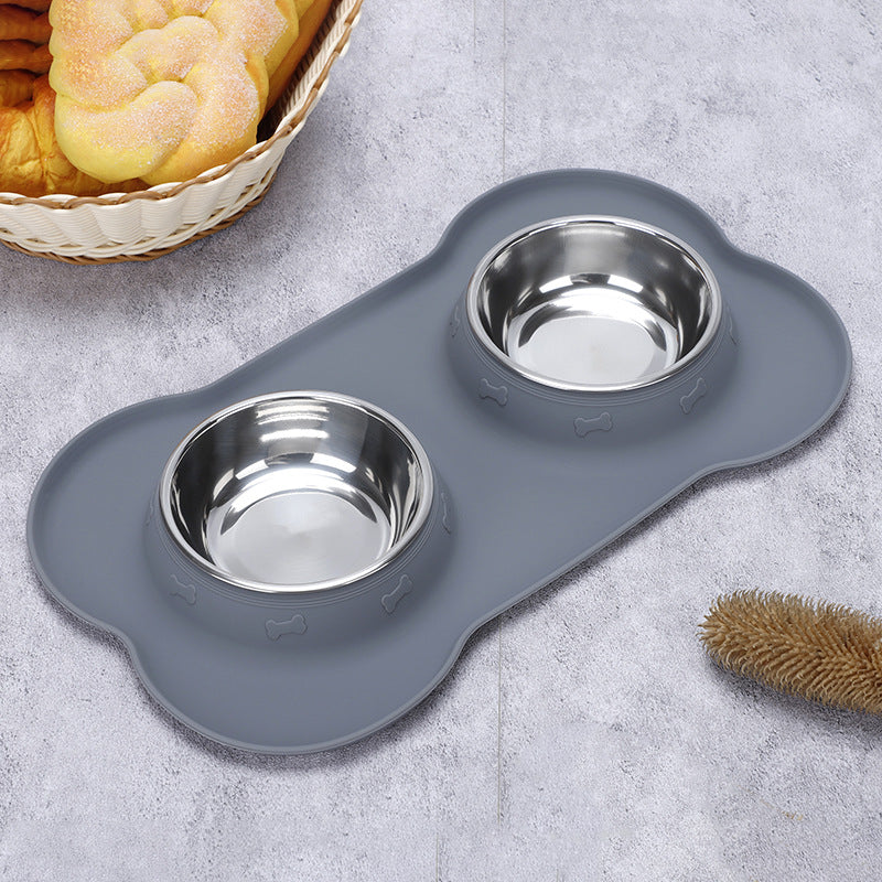 Luxury Silicone Foldable Anti-Spill Pet Double Bowl – Portable Travel Bowl for Cats & Dogs