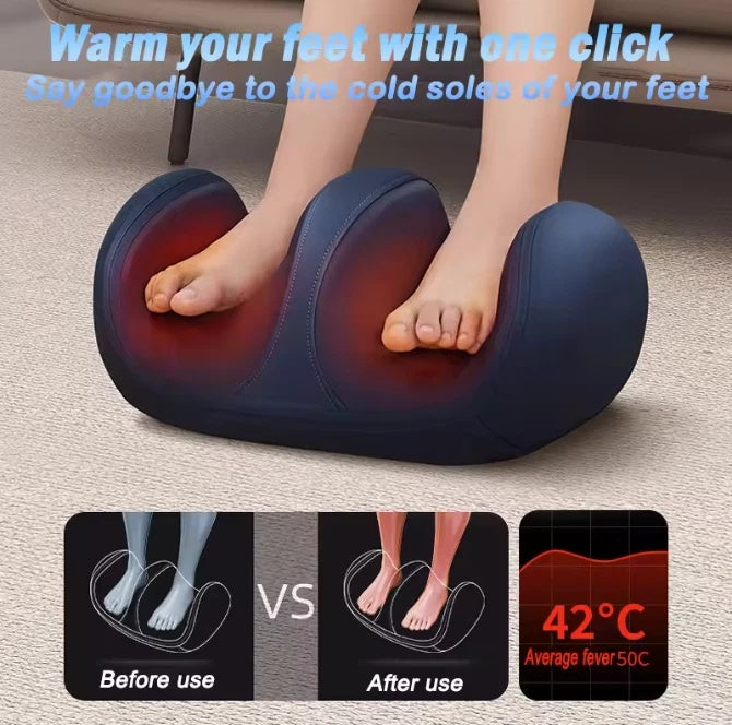 Luxury Shiatsu Electric Foot & Calf Massager with Heat — 3 Intensity Levels, Rolling Calf Massage