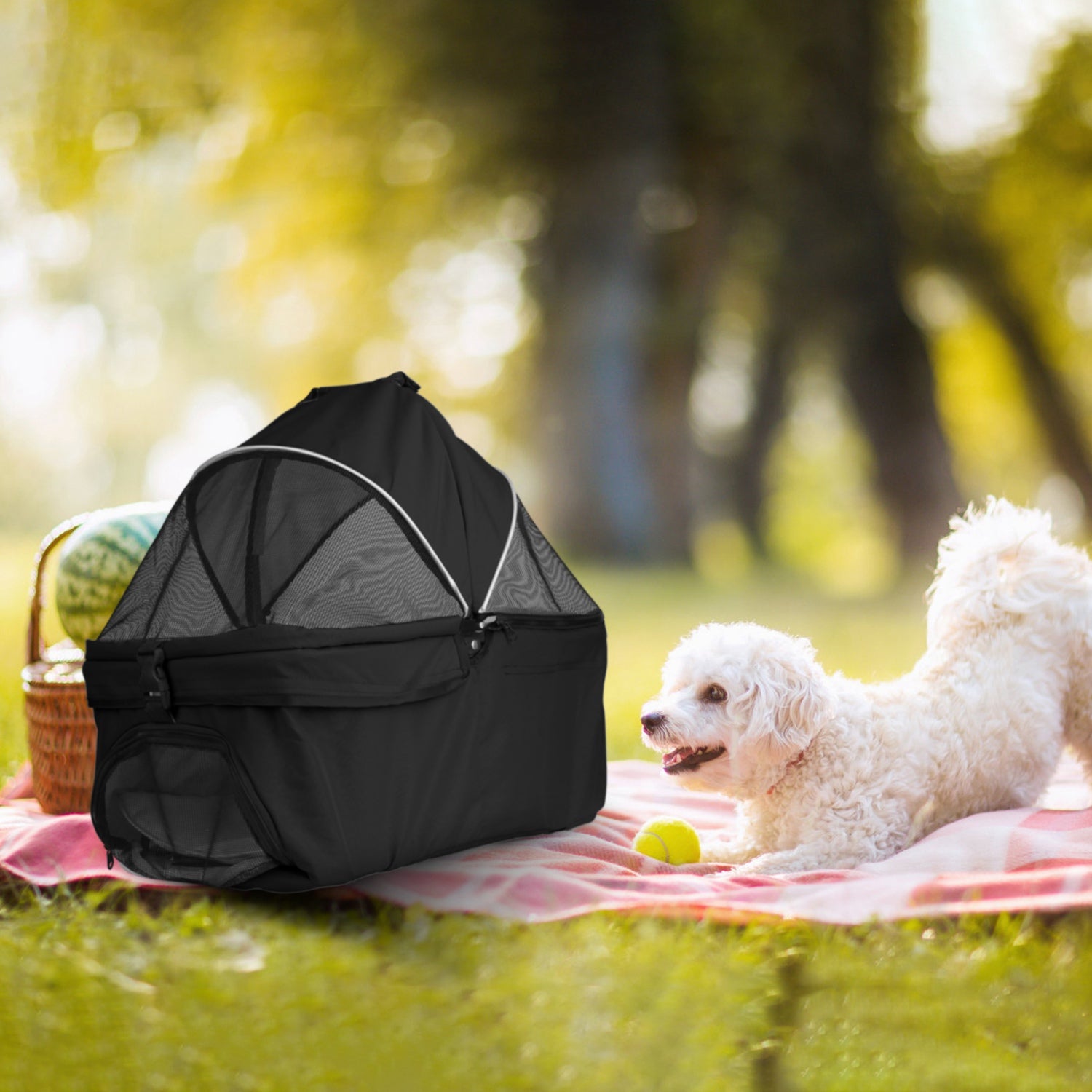 Premium 4-Wheel Foldable Pet Stroller — Travel Jogger with Removable Carrier & Storage