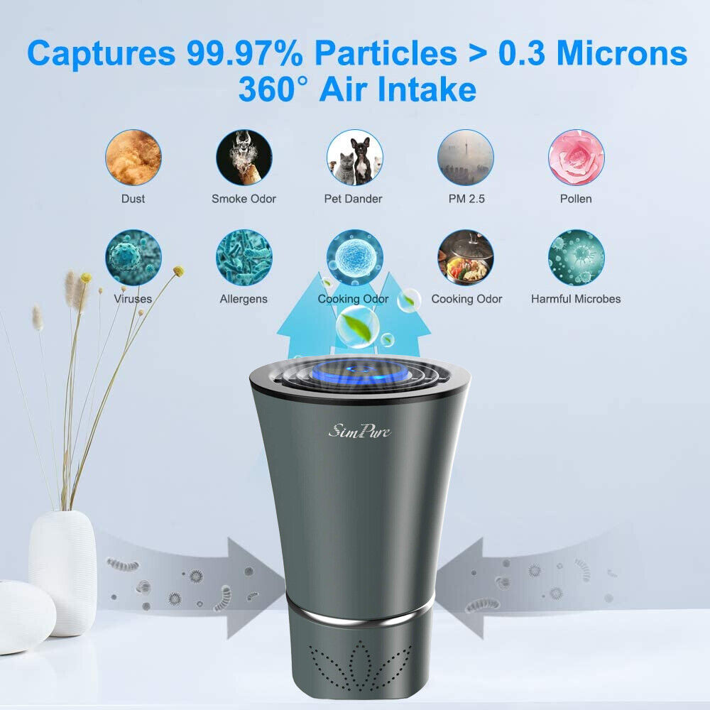 Mini Desktop Air Purifier — True HEPA Filter, PM2.5, Home & Office