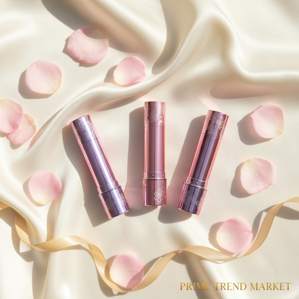 Flat lay on cream silk with rose petals & gold ribbon