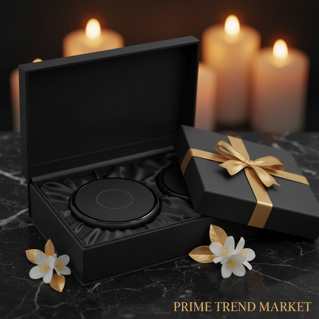 Gift Box — Black & White in Black Satin + Gold Ribbon