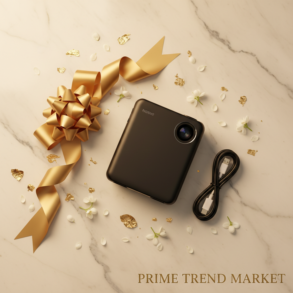 Gift flat lay with HDMI cable