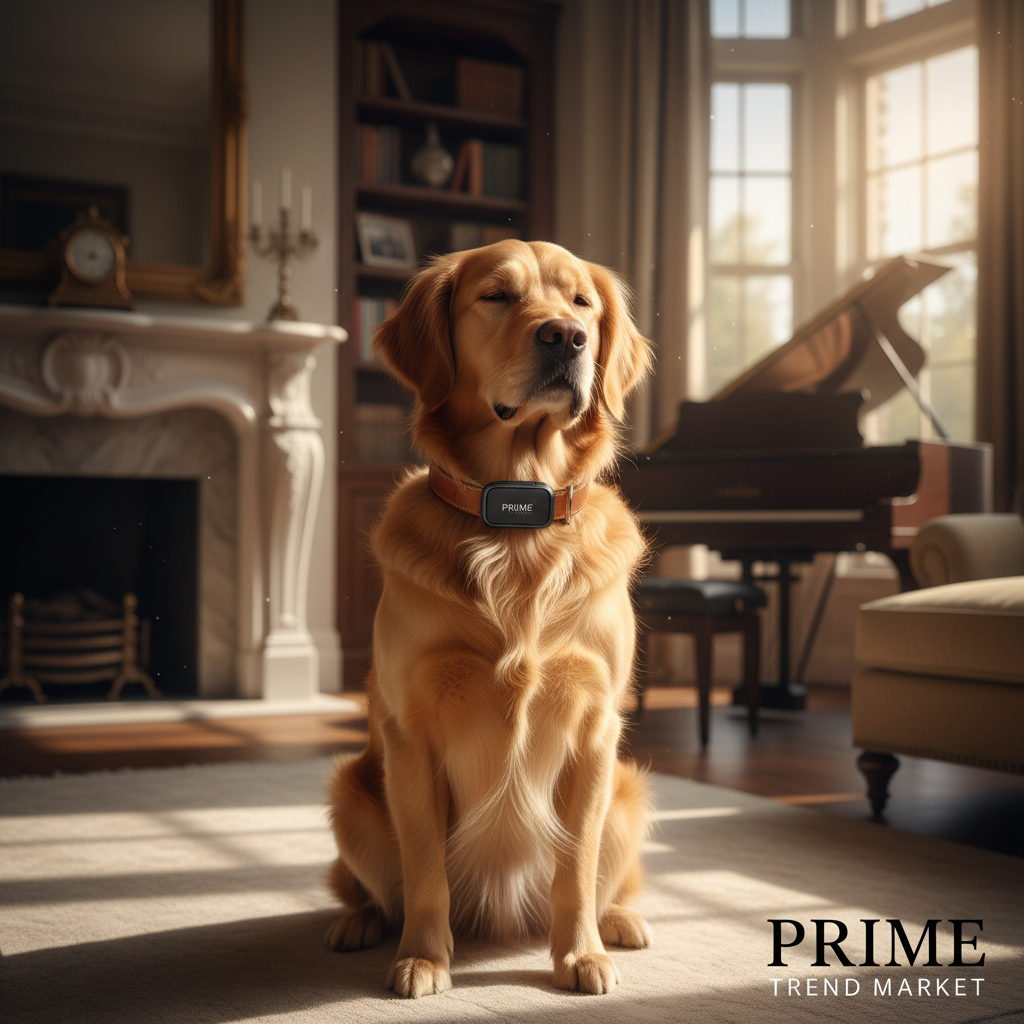 Golden Retriever with Black Tracker in Luxury Home
