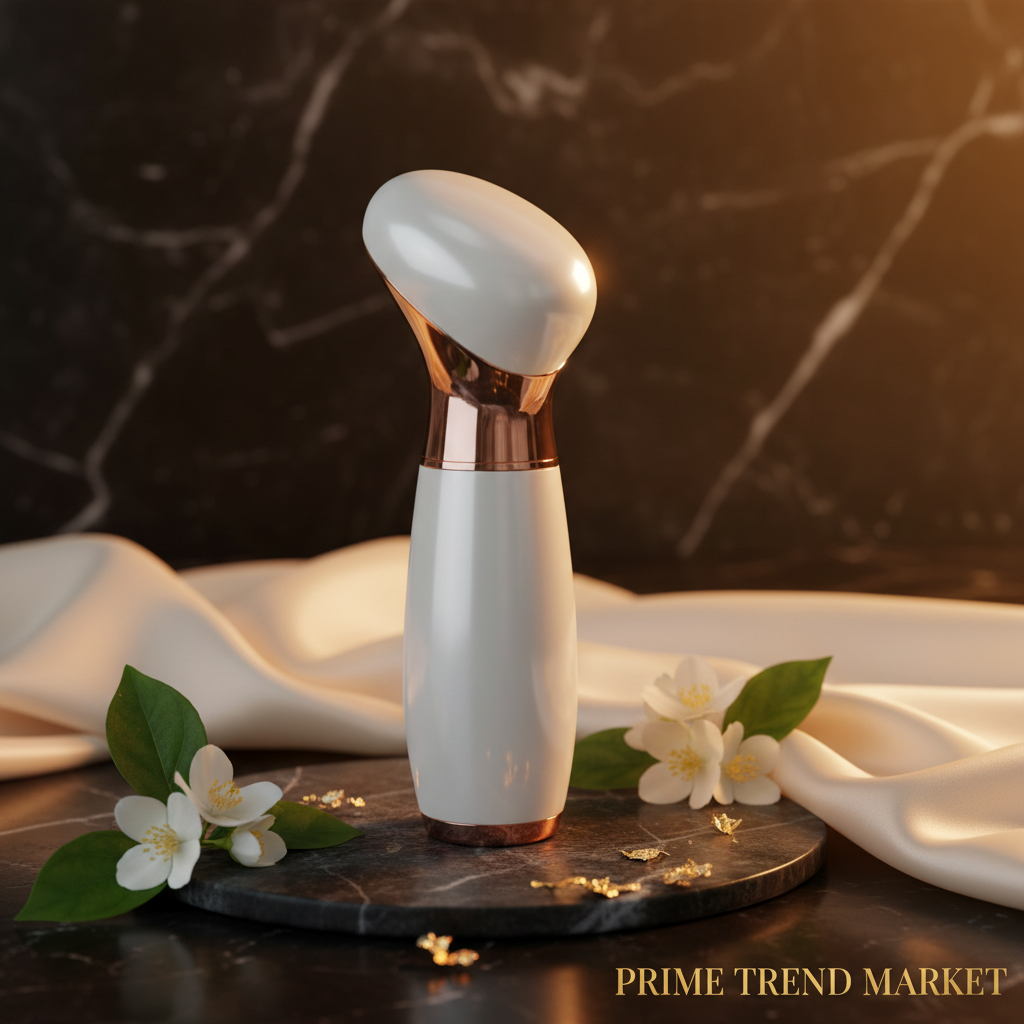 Hero — White Massager Standing on Dark Marble
