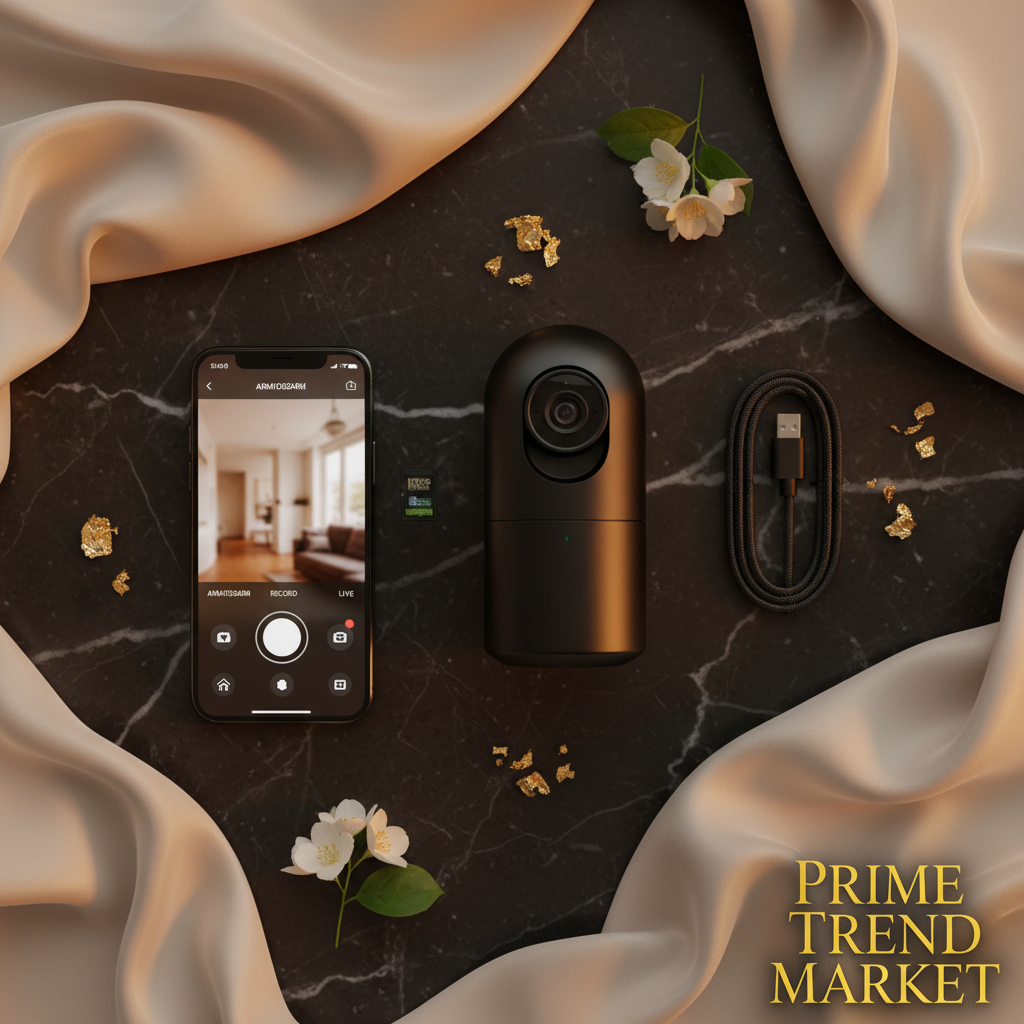 Home security flat lay