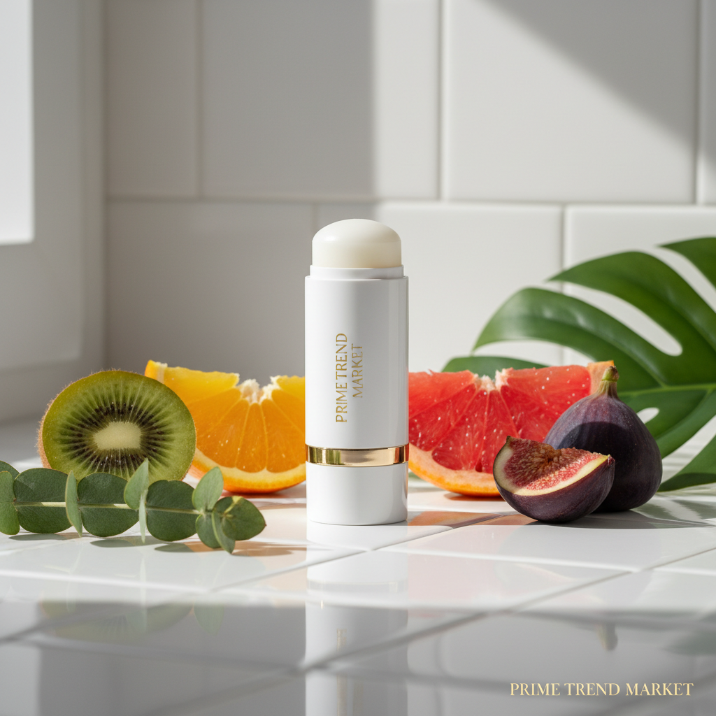 Solid moisturizing balm stick with botanicals