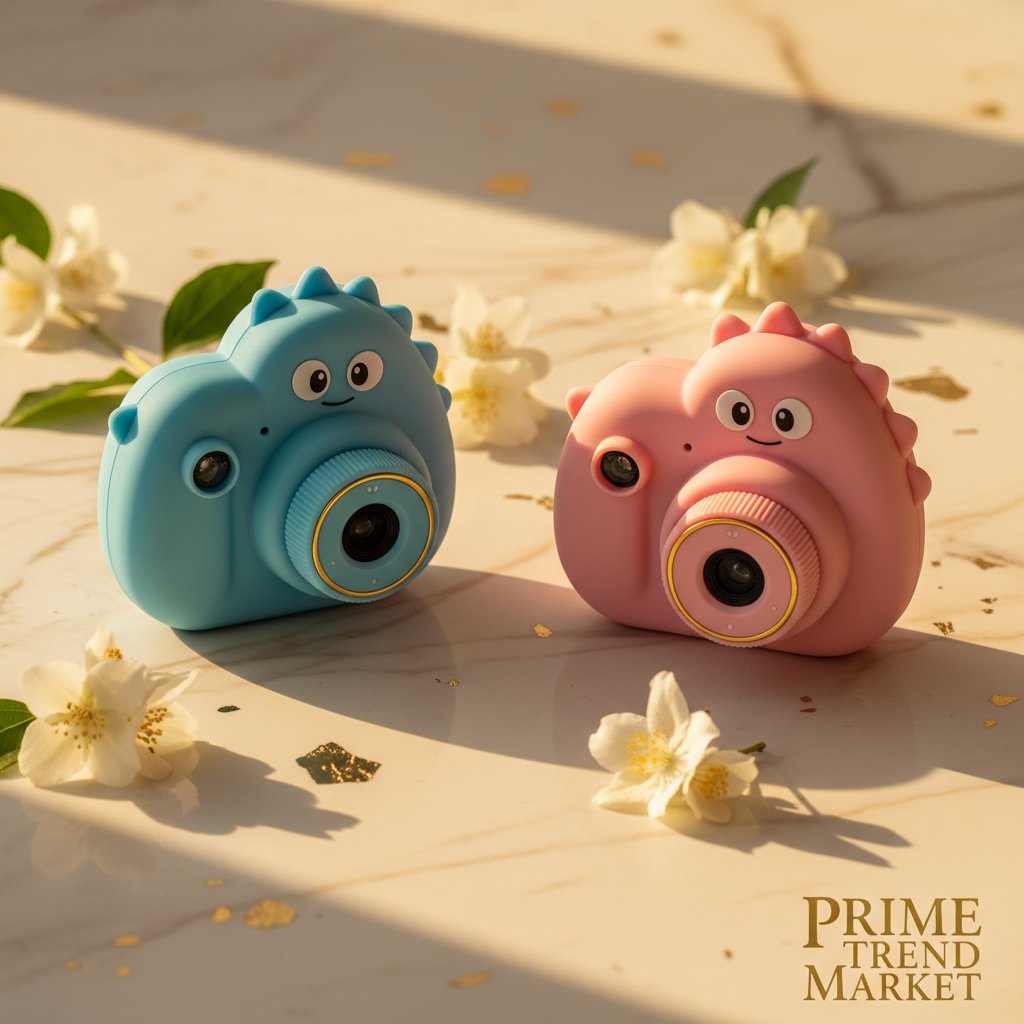 SnapPro Blue and Pink dino cameras side by side