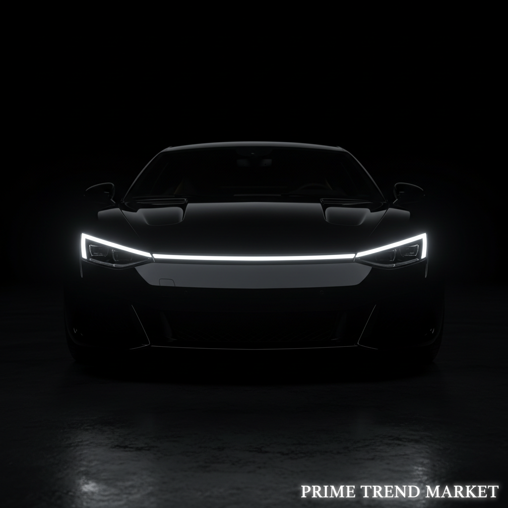 White LED DRL installed on black luxury car hood – Prime Trend Market