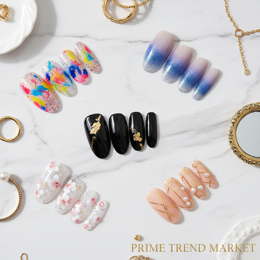 Finished Ballet Press-On Nails — 46 Styles Flat Lay