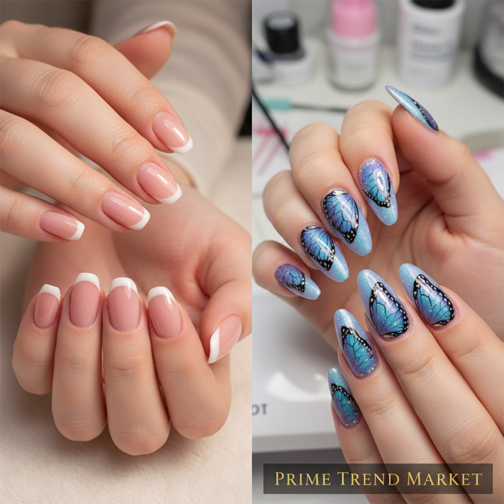 Before and after butterfly nail patch transformation