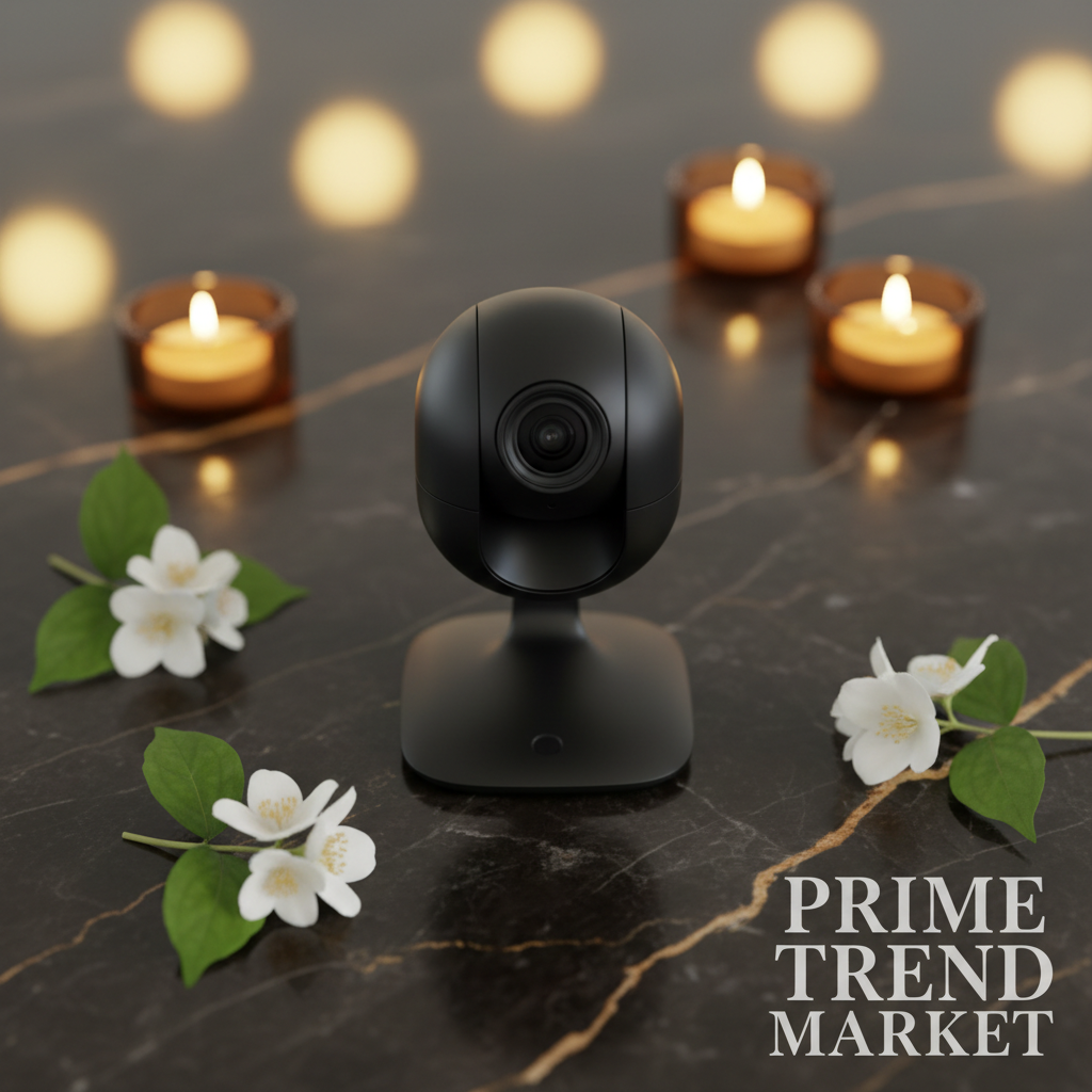 A8 HD Pet Camera flat lay luxury product photography