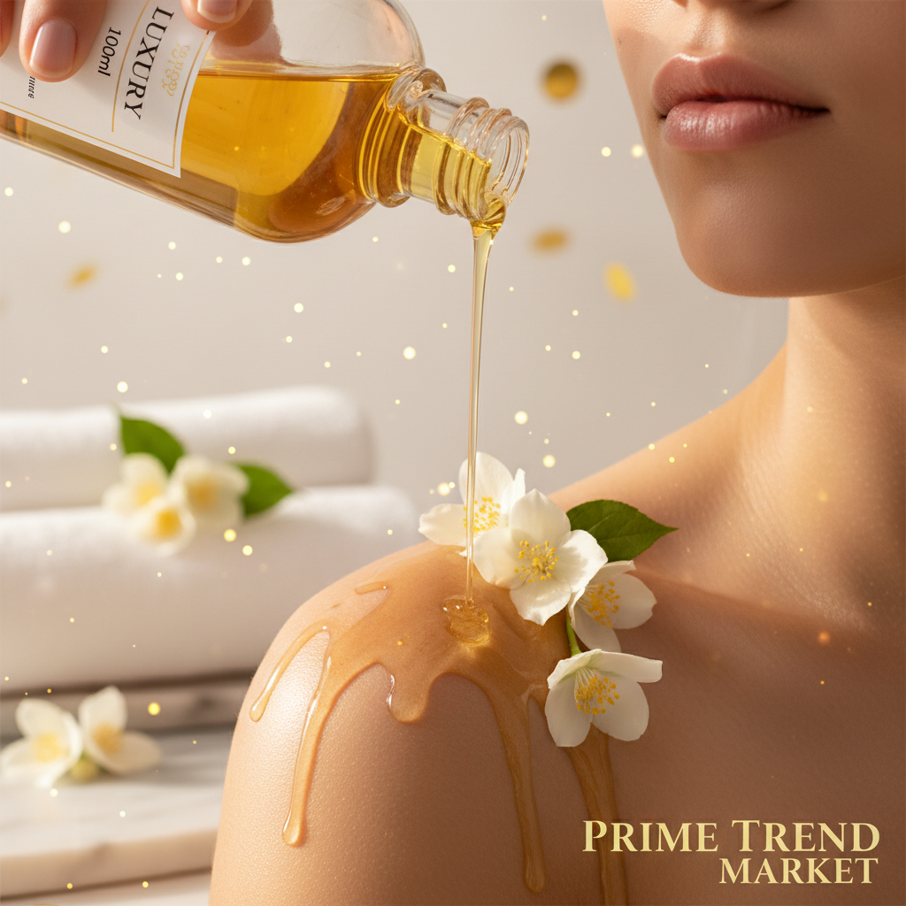 Luxury Body Massage Oil lifestyle pour on glowing skin