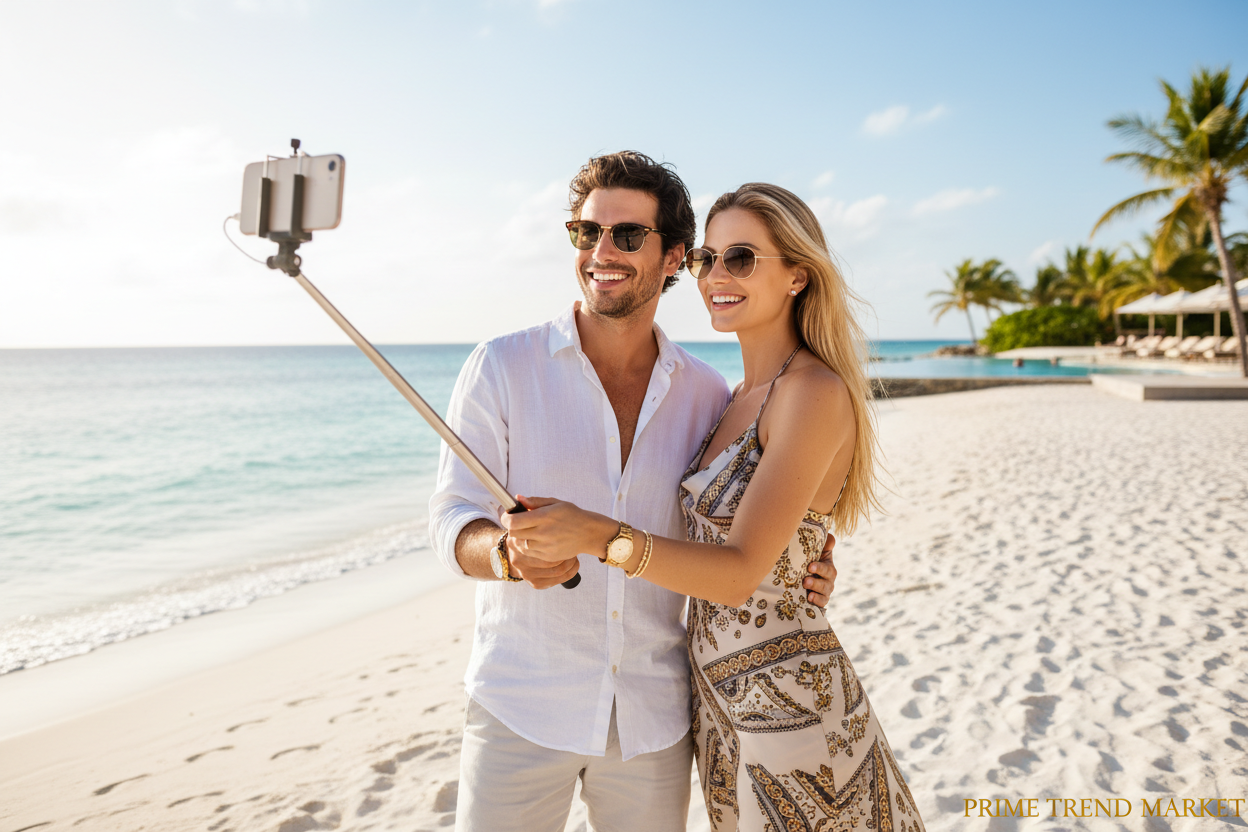 Selfie Stick Tripod – Beach Couple