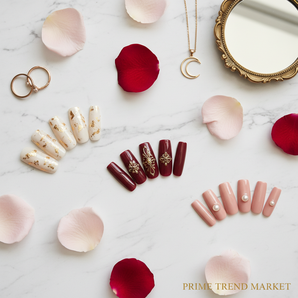 Nail wardrobe mood board flat lay