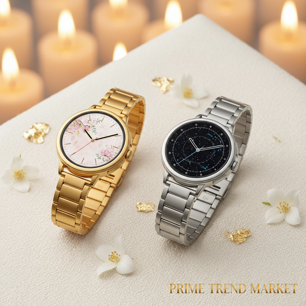 Women's Bling Smartwatch - Gold & Silver Flat Lay