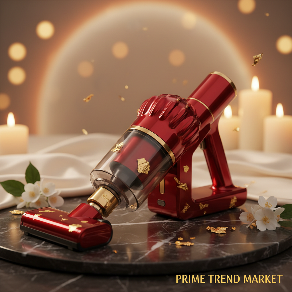Red wireless handheld vacuum on marble – Prime Trend Market