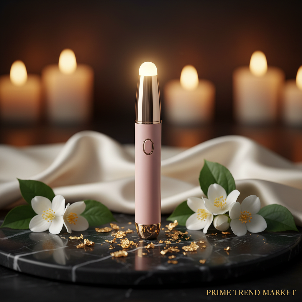 Luxury EMS Eye Beauty Pen Pink Hero Shot Dark Marble